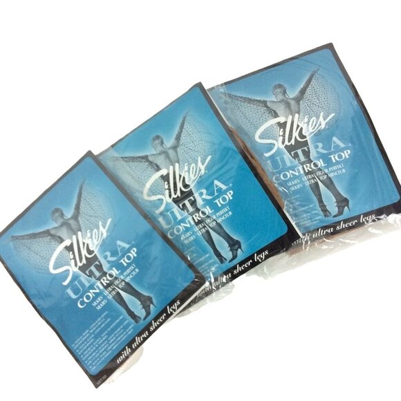 Silkies Ultra Control Top Pantyhose 3 Pack Nude 2XL Nylon Spandex USA - Picture 1 of 3